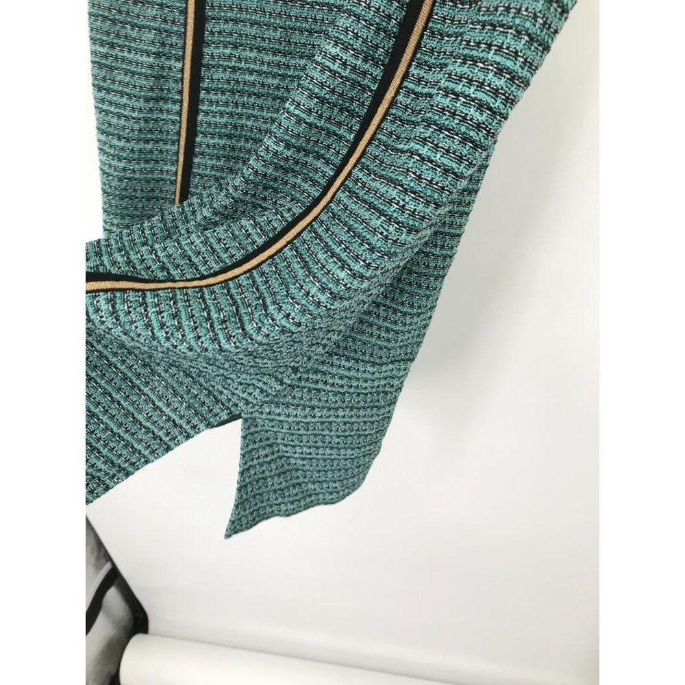 Misook Womens Green Knit Short Sleeve V-Neck Dress size medium Gold embellished - Picture 10 of 15